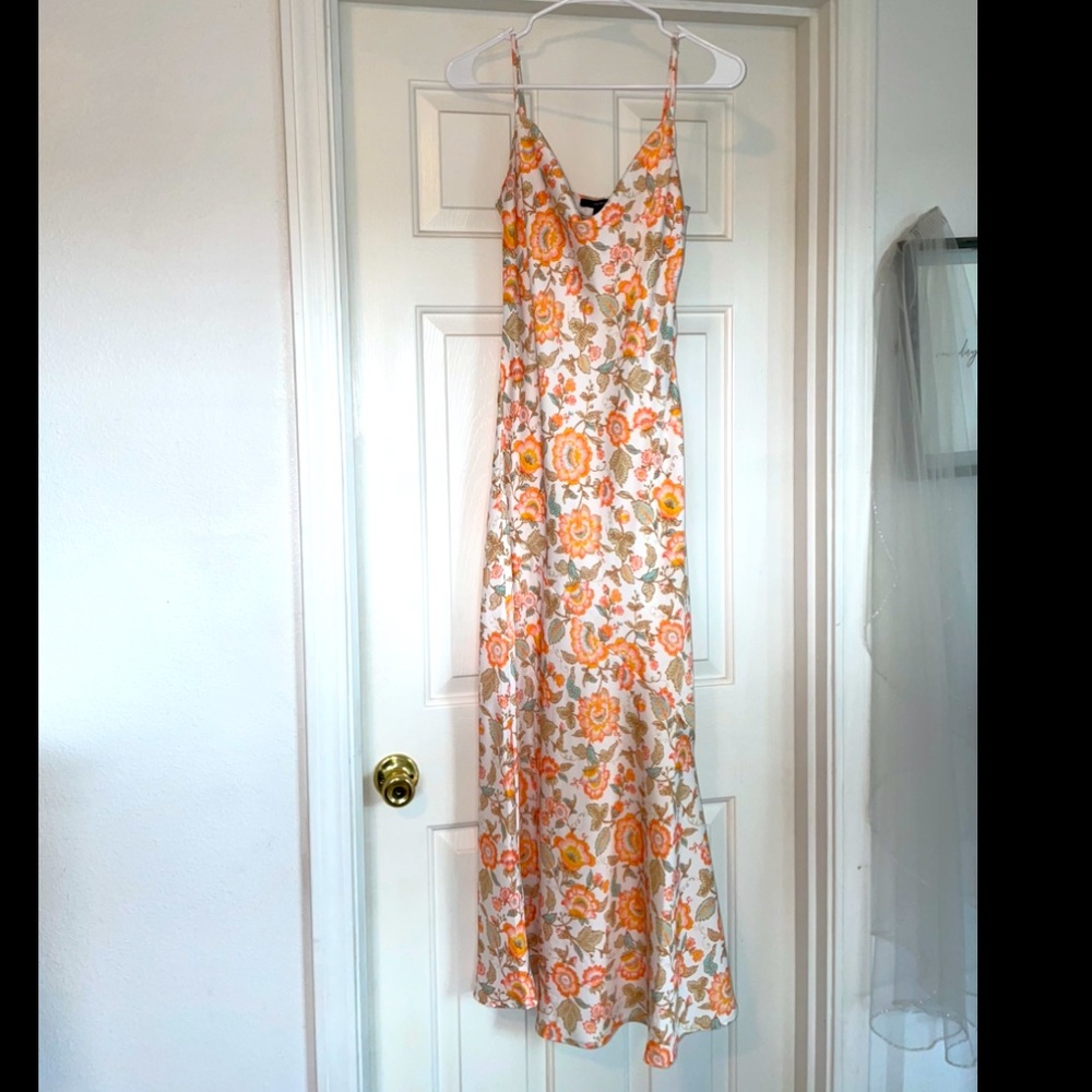 Floral Silk cowl neck dress